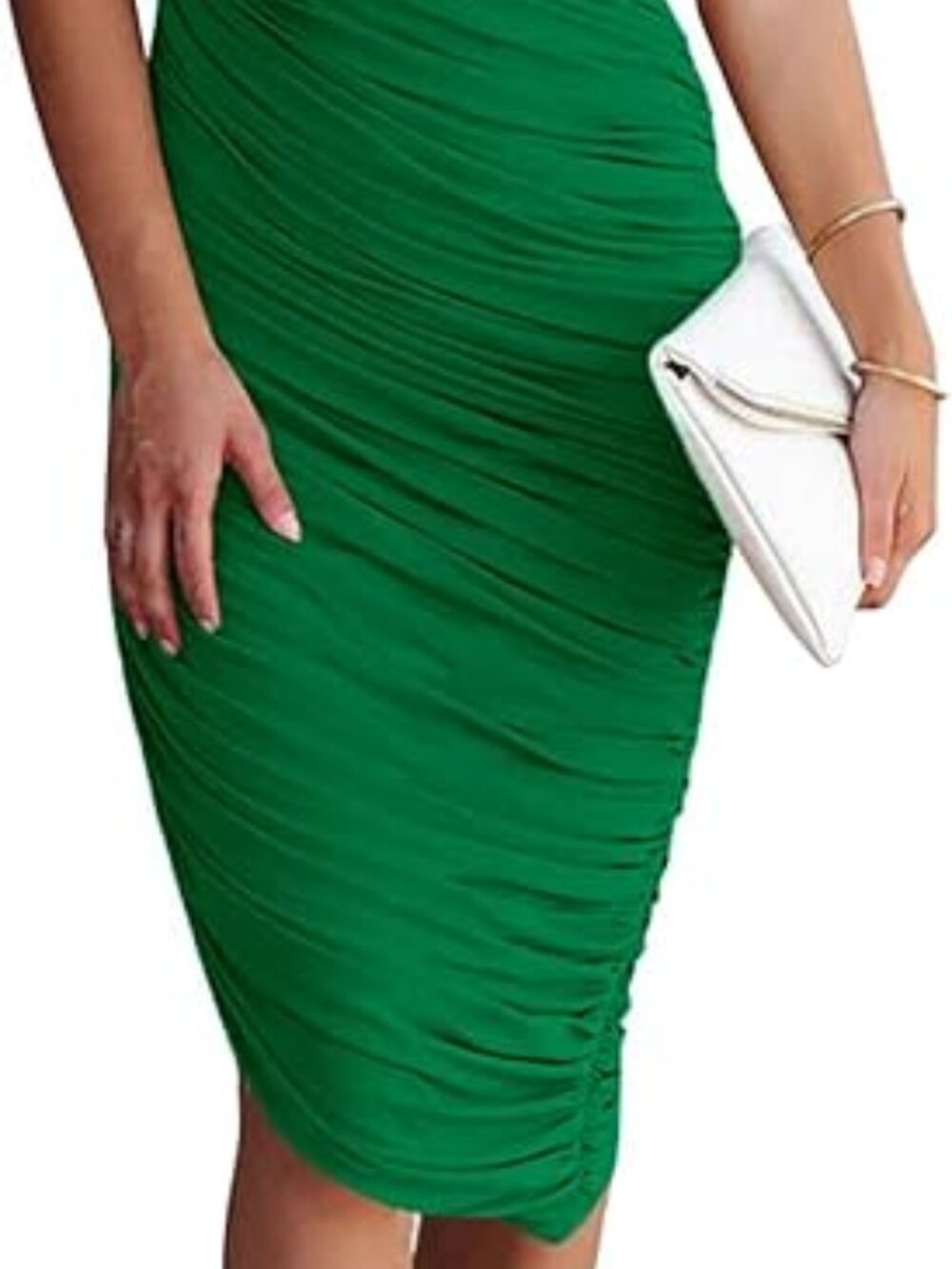 Emerald Green PRETTYGARDEN One Shoulder Midi Dresses for Women Summer, L - Picture 6 of 6